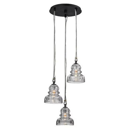 Troy Lighting Menlo Park 3-Light Deep Bronze Industrial Geometric Hanging Pendant Light