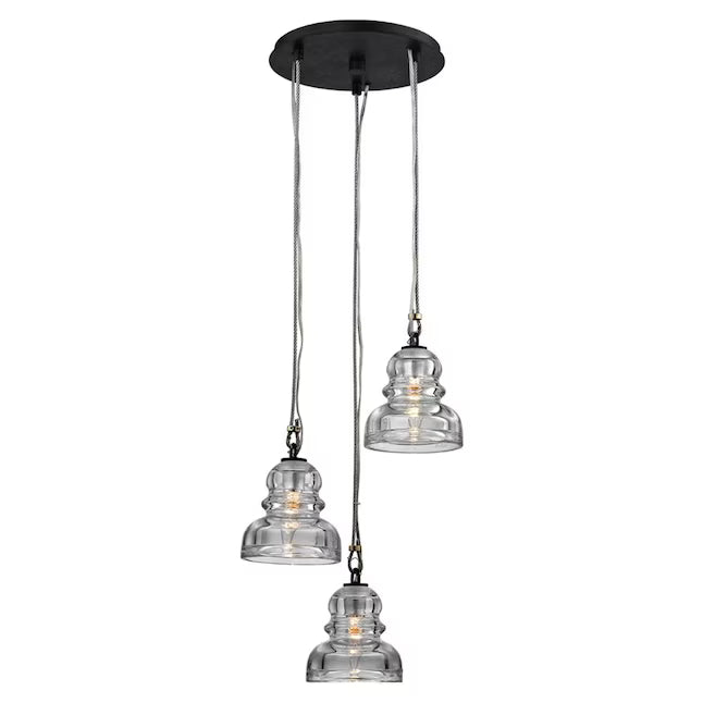 Troy Lighting Menlo Park 3-Light Deep Bronze Industrial Geometric Hanging Pendant Light