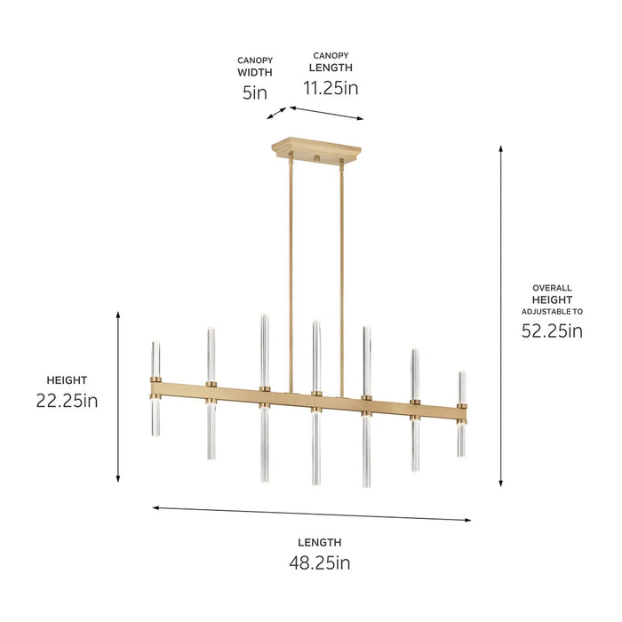 Sycara Chandelier Linear | 14-Light | Clear Optical Crystal Glass