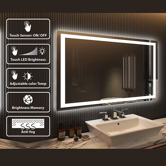 Mateo - M22 Black Round-Corner Frame Backlit LED Mirror