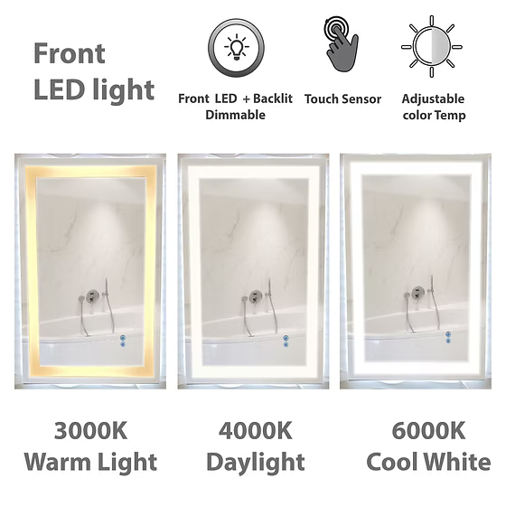 Mateo - M22 Black Round-Corner Frame Backlit LED Mirror