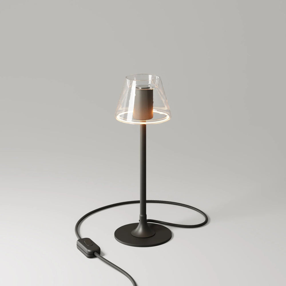 MAG-Y table lamp with round metal base and transparent Ghost Mini Cone bulb - Black