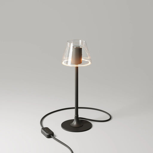 MAG-Y table lamp with round metal base and transparent Ghost Mini Cone bulb - Black
