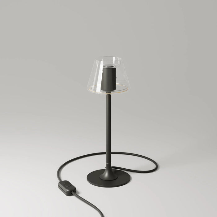 MAG-Y table lamp with round metal base and transparent Ghost Mini Cone bulb - Black