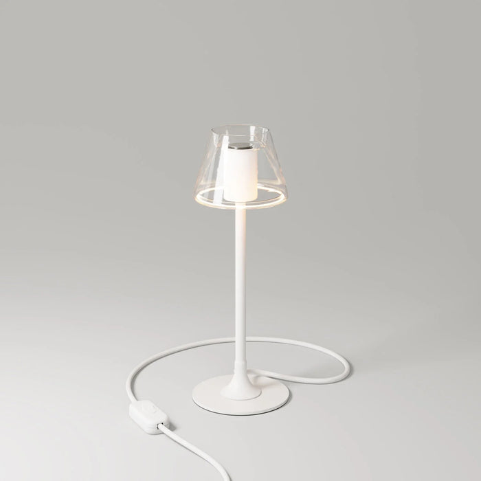 MAG-Y table lamp with round metal base and transparent Ghost Mini Cone bulb - White