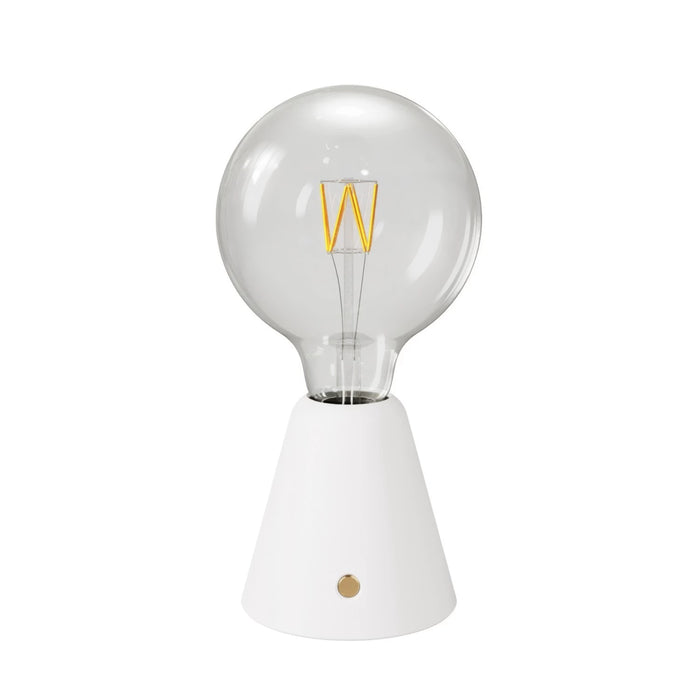 Portable and rechargeable LED lamp with G125 Globe light bulb - 6 Finishes