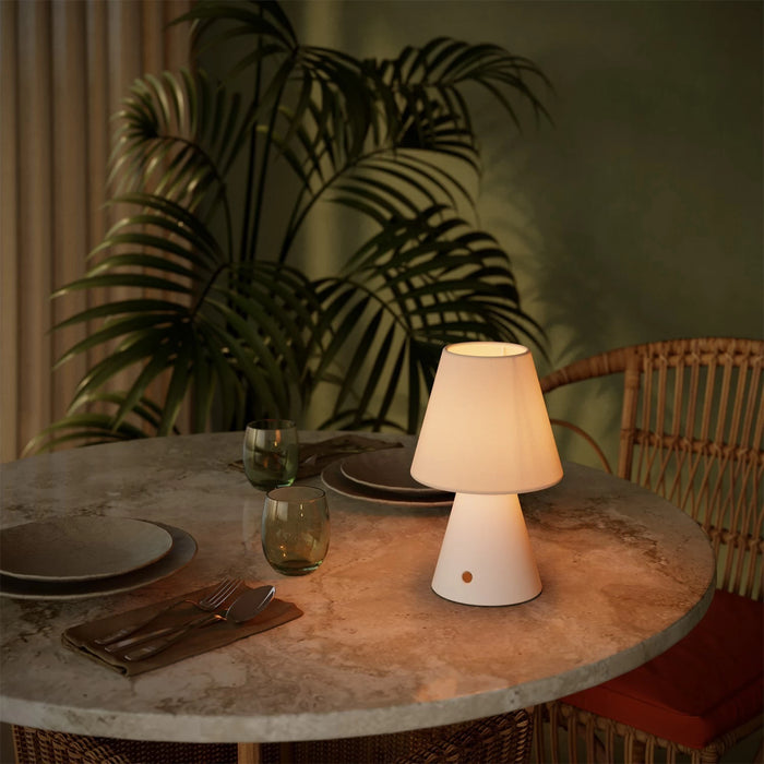 Tessuto Wood portable and rechargeable with LED light bulb and lampshade - 5 Finishes