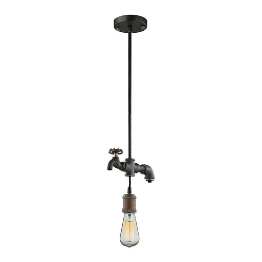 Elk Home Jonas 1-Light Mini Pendant in Multi-Tone Weathered with Faucet Motif.