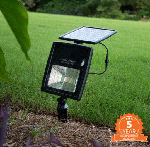 Dual Color Solar Flood Light, Cast Aluminum with Stake or Flat Mounting Options and Detachable Solar Panel