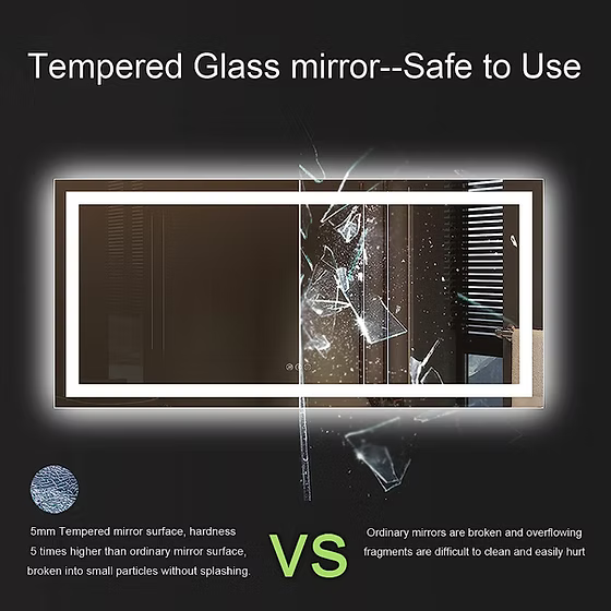 Mateo - M22 Black Round-Corner Frame Backlit LED Mirror