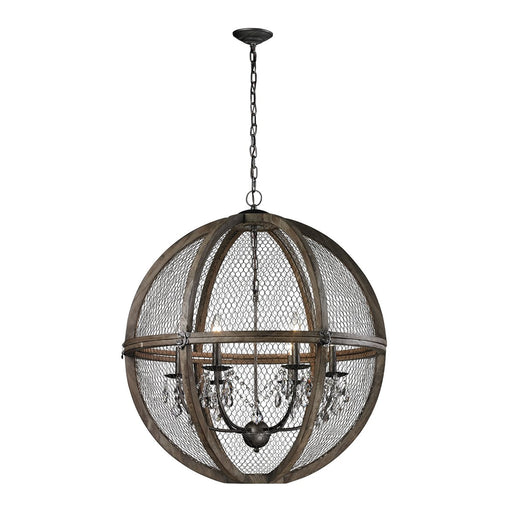 LARGE RENAISSANCE INVENTION WOOD AND WIRE CHANDELIER
