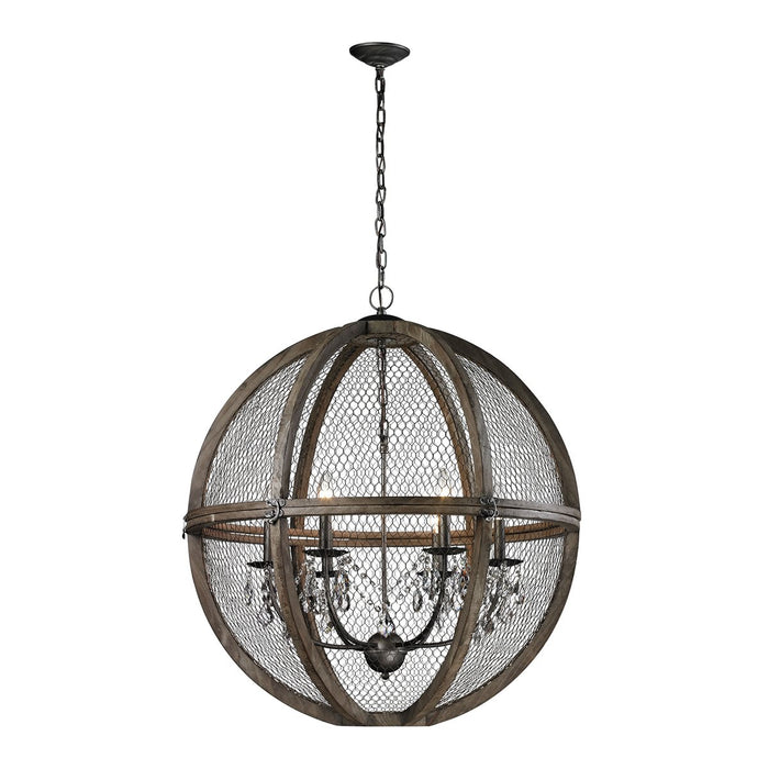 LARGE RENAISSANCE INVENTION WOOD AND WIRE CHANDELIER