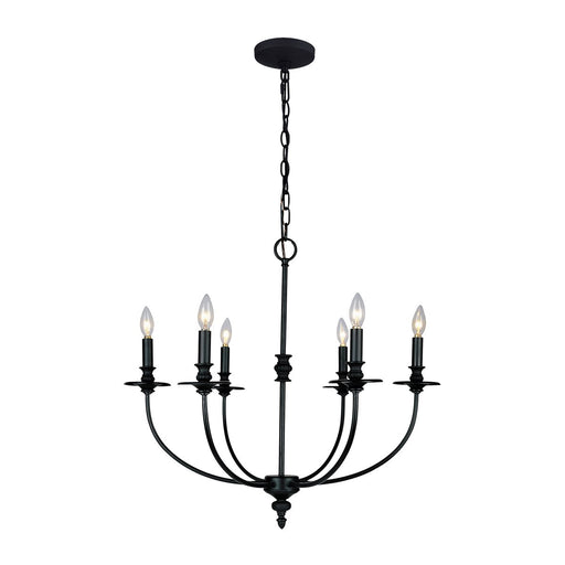 HARTFORD 6-LT CHANDELIER IN AN OIL-RUBBED FINISH