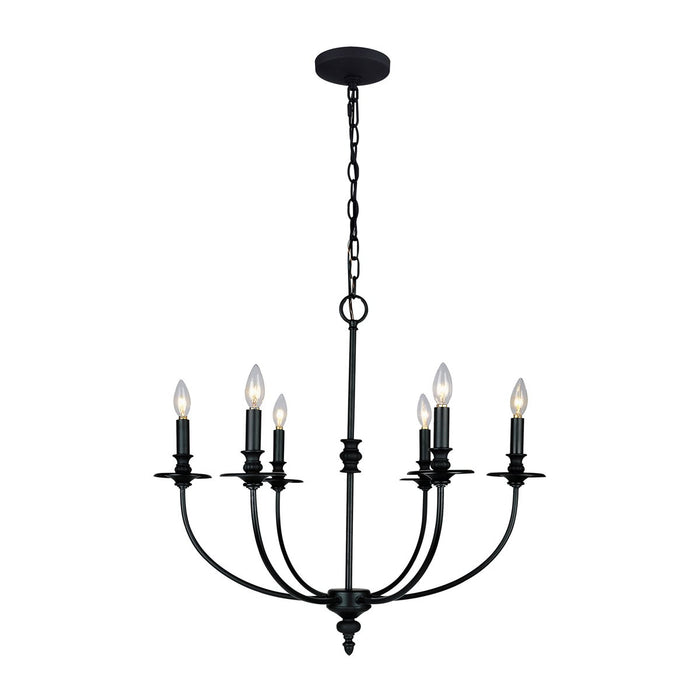 HARTFORD 6-LT CHANDELIER IN AN OIL-RUBBED FINISH